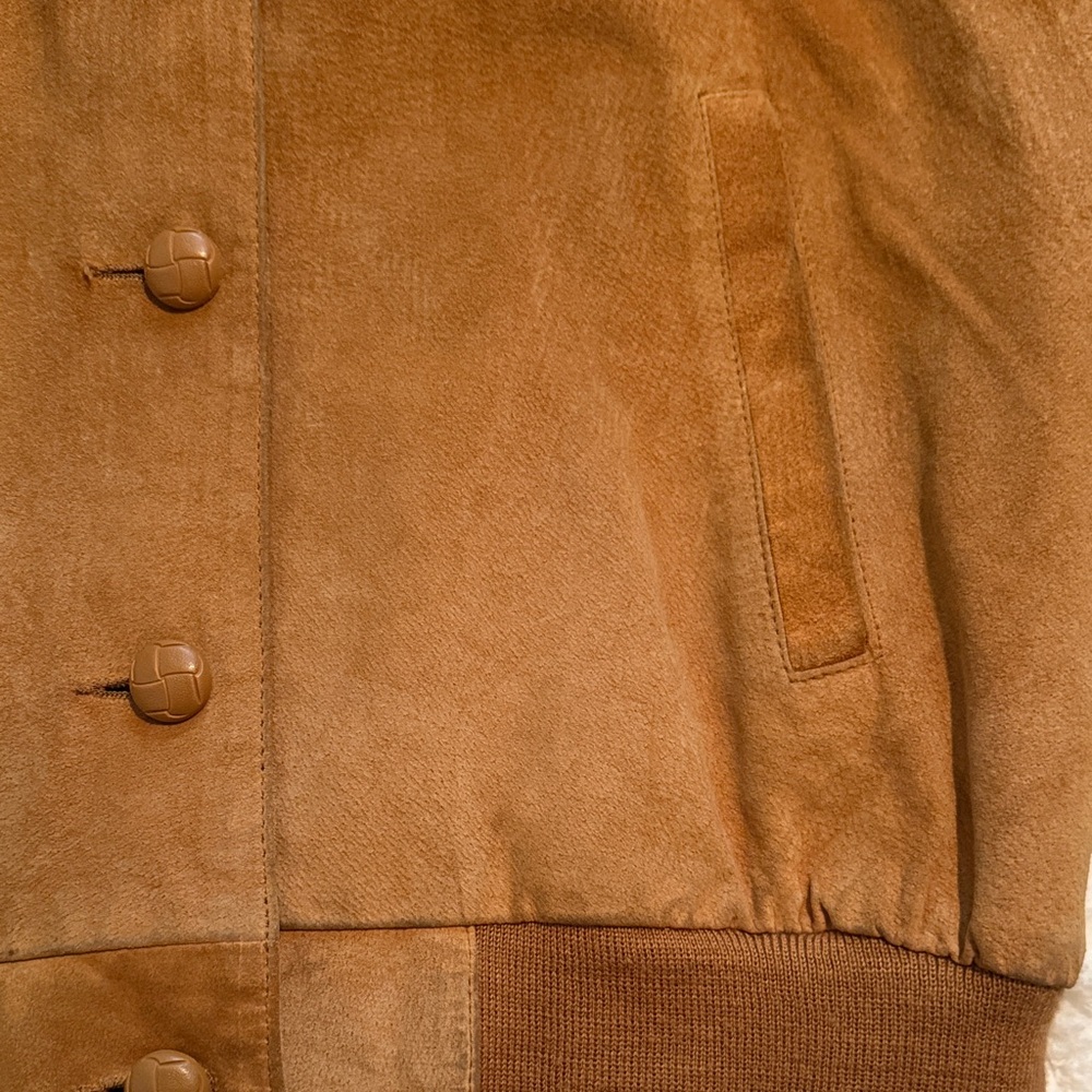 Vintage 80s 90s Hunt Club Tan Brown Suede Leather Women's Bomber Jacket Size M - Picture 5 of 12